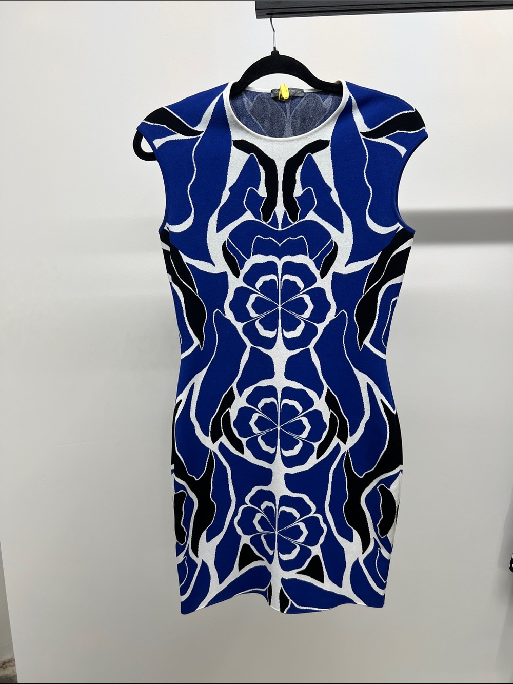 Alexander McQueen Blue Floral-Print Knit Dress